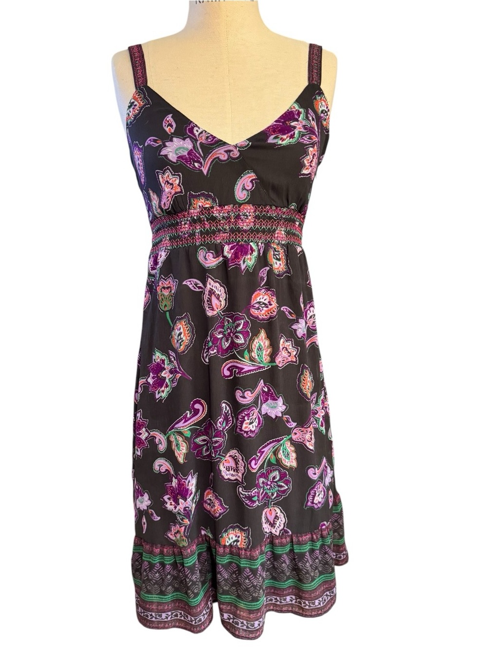 Esprit Y2K Paisley Chiffon Midi Dress Whimsigoth Boho Sz 4
